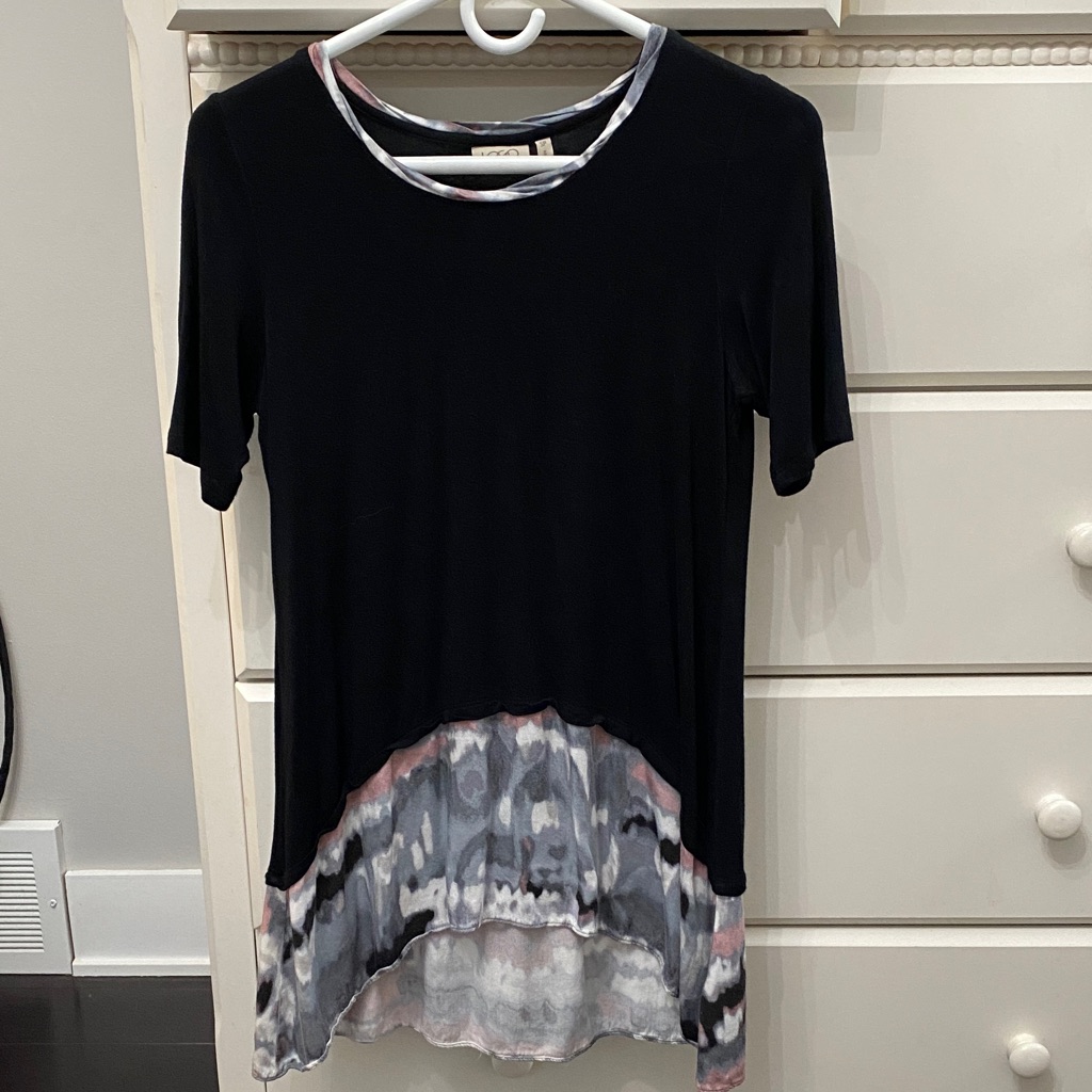 Stylish Black And Gray Women's Top Size S.